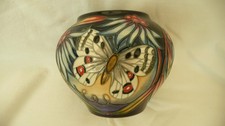 MOORCROFT "APOLLO"  BUTTERFLY 4" VASE, SIAN LEEPER DESIGN, 1ST, VGC, BOXED