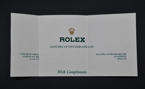 Vintage rolex compliments slip - vintage,