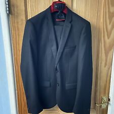 Moss Ventuno 21 Black Formal Suit Chest 40 W32 L32 Winged Shirt Collar 15.5