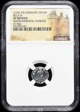 Medieval Silver Coin. Bela IV. Hungary, 1235-1270AD. NGC XF.