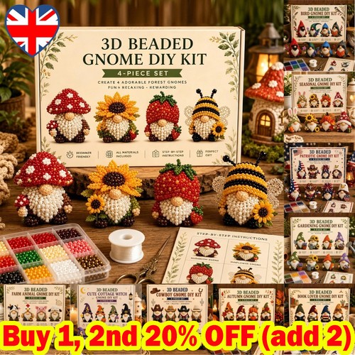 Beaded gnome craft kit - 3d,