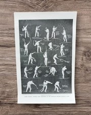 Antique 1920 Lawn Tennis Strokes Positions British Sports Book Art Print Picture