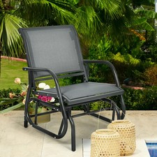 Outdoor Single Glider Rocking Chair with Breathable Fabric Seat