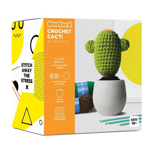 Mustard crochet cacti - mustard,