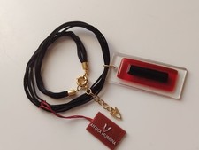 Antica Murrina Glass Rectangle Pendant Necklace red Clear Simple Design 