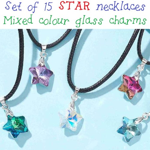 15pcs glass star charm pendant - star,