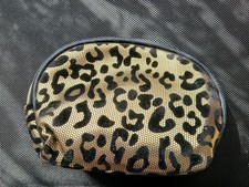 New gold with black animal print small make up bag - no tags/packaging