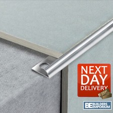 10x TILE TRIM HEAVY DUTY - L SHAPED or ROUND EDGE - ALUMINIUM CHROME 8,10 & 12mm