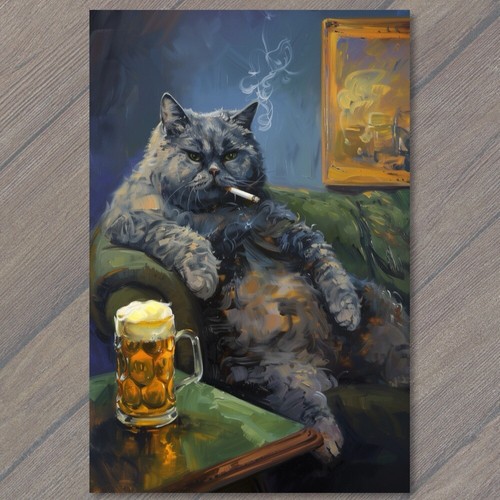 Art print fat cat - art,