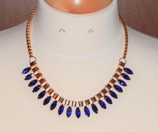 Goldtone & Sapphire Blue