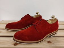 RUSSELL & BROMLEY LONDON RED FORMAL SHOES UK 8 EU 42 SUEDE LACE UP DERBY MENS