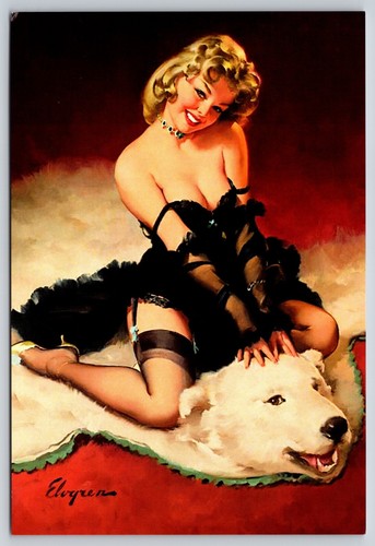 Postcard blonde female pinup - blonde,