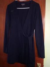 ~Luisa Spagnoli~ Navy 100% pure wool wrap short dress Size S UK 8-10