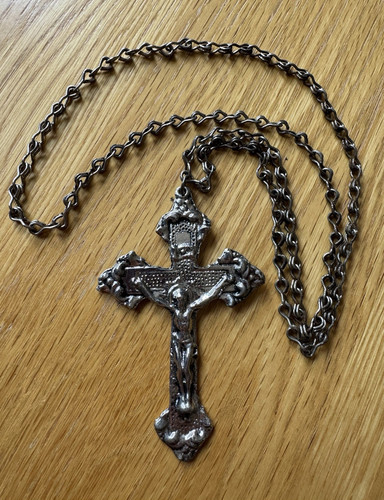 Silver tone cross pendant - tone,