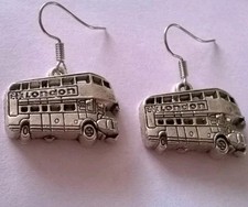 London Bus Routemaster Double Decker Tibetan Silver Earrings