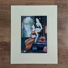 Thai Erotic Nude Sister Family Painting Vintage Print Asian Breasts Naked