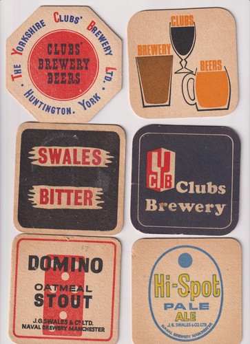 Different old beermats - old,