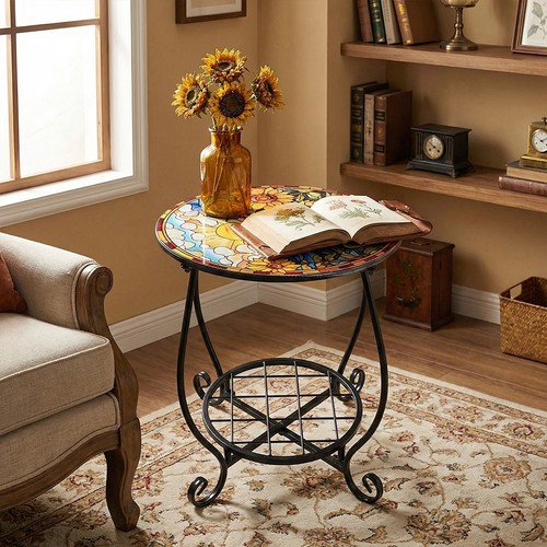 Mosaic side table iron folding - iron,