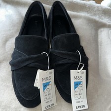 M&S Ladies Black Suede Wide