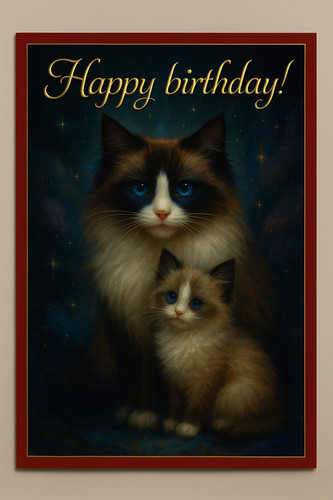 Ragdoll cat birthday card - birthday, a5