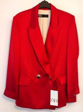 Zara Red Satin Oversize Blazer