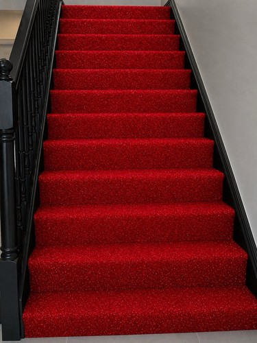 Stairs hall carpet red glitter - red,