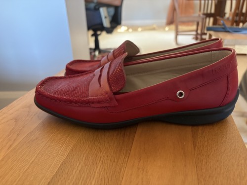 Hotter etna red leather loafer - etna,