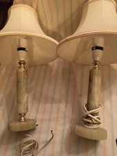 2 x vintage onyx marble lamps