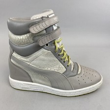Puma Sky Contact Grey Leather Hidden Wedge Retro Hi Top Trainers Shoes EU38 UK5