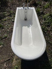 bath tub 195 x 70. Free-standing. Enamel in good condition. Period taps and plug