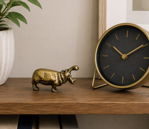 Modern brass hippo - modern, figurine
