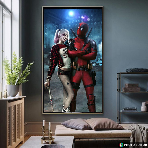 Deadpool harley quinn canvas - deadpool, &