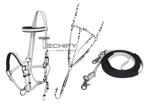 White leather look pvc horse - look,