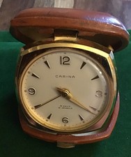 Vintage Rare Carina Travel Alarm Clock 8 Days 15 Jewels Working Swiss Made Nice 