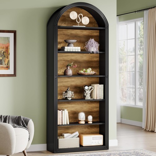 Tier black arched bookshelf - 6-tier,