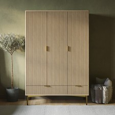 Oak and Gold Ribbed 3 Door