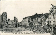 WWI Arras France destruction shelling town hall ruins postcard