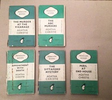 Agatha Christie X 5 vintage Penguin paperbacks 1948, 1949