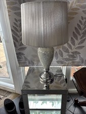Tall Silver And Crushed Glass Lamp