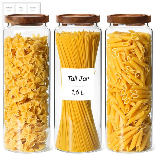 Glass spaghetti jars - glass, with