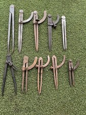 10 X PAIRS OF  VINTAGE ENGINEERS ADJUSTABLE DIVIDERS UPTO 10 INCHES IN LENGTH