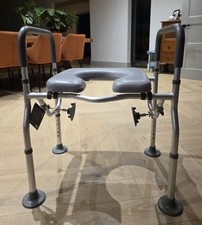 3-in-1 Padded Raised Toilet Seat, Frame & Shower Chair – Height Adjustable