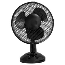 Black 9" Inch Small Oscillating 2 Speed Air Cooling Desk Work Top Fan - BLACK