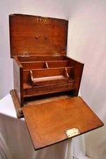Antique Victorian Campaign Desk Letter Holder Stationery Writing Box Wooden Old