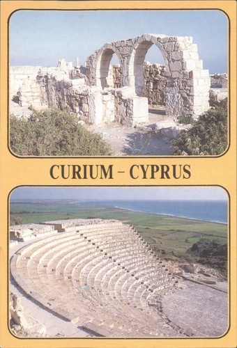 Vintage curium cyprus postcard - curium,