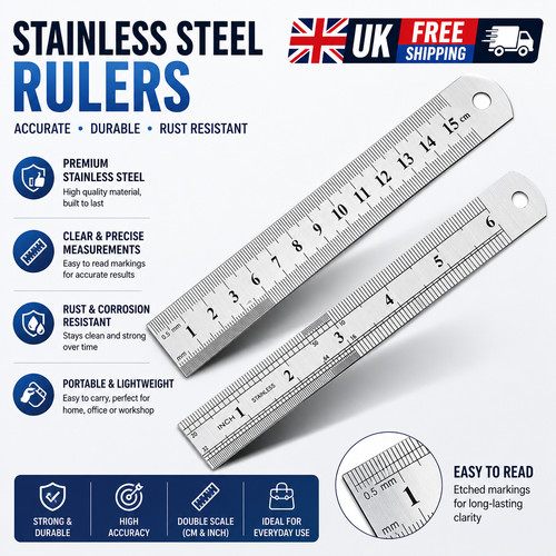 Metal stainless steel ruler - steel,