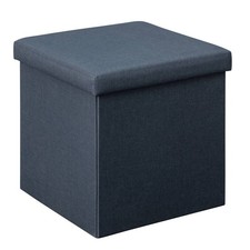 Home Fabric Small Storage Ottoman - Navy