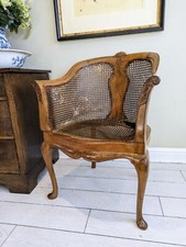 French Provincial Caned Bergere de Bureau Chair Project Solid Frame