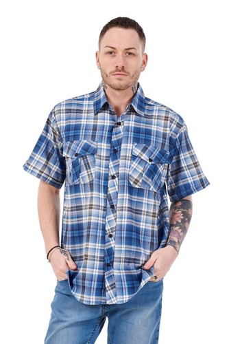 Mens check shirt short - check,