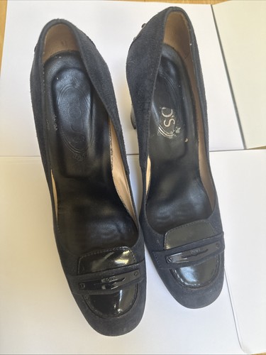 Tod navy suede patent - suede,
